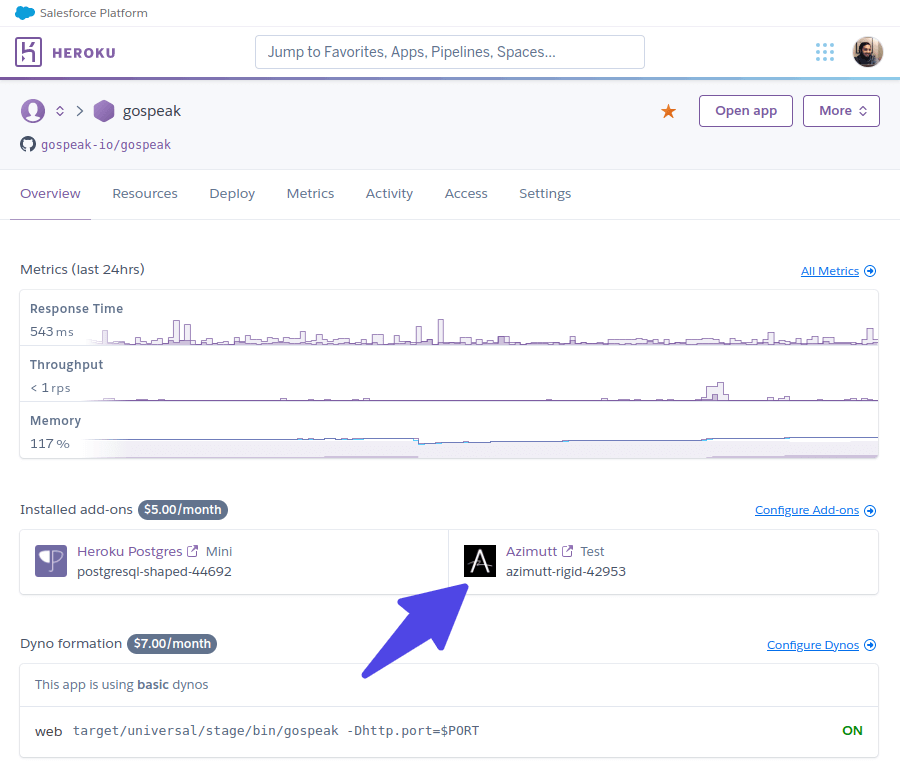 Azimutt installed on Heroku